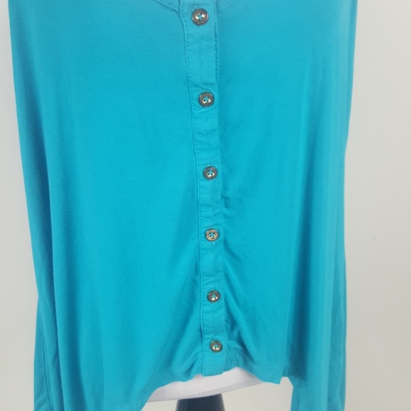 Y2K 2000’s Turquoise Bebe Loose asymmetrical Flowy Tank Top Small / Medium - Picture 6 of 6